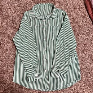 Green Striped Button-Up Shirt